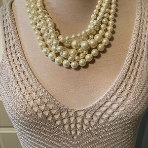 SOLD Crocheted, beige, sleeveless dress/cover-up size medium